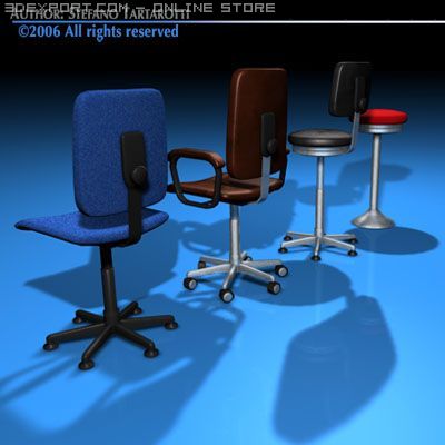 office chairs collection Model 3D .c4d .max .obj .3ds .fbx .stl .blend 
