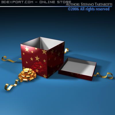 open gift box 3D Model .c4d .max .obj .3ds .fbx .stl .blend
