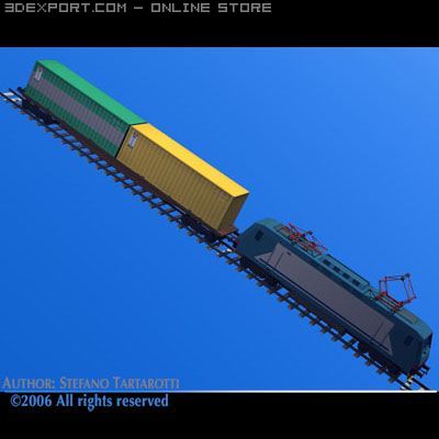 european cargo train 3D Model .c4d .max .obj .3ds .fbx .stl .blend 