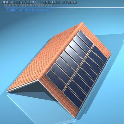 roof with solar panels 3D Model .c4d .max .obj .3ds .fbx .stl .blend 