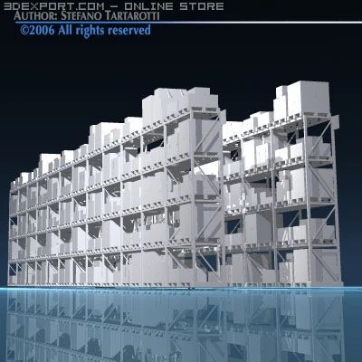 prateleiras de dep&oacute;sito Modelo 3D .c4d .max .obj .3ds .fbx .stl .blend 