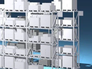 prateleiras de dep&oacute;sito Modelo 3D