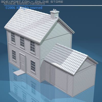 house with rooftiles 3D Model .c4d .max .obj .3ds .fbx .stl .blend 
