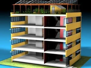 ecological building cutaway 3D Model