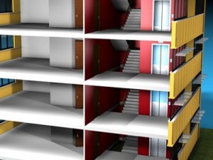 ecological building cutaway 3D 모델