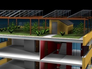 ecological building cutaway 3D 모델