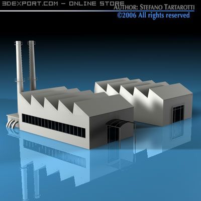 stilizedcity factory 3D Модель .c4d .max .obj .3ds .fbx .stl .blend 