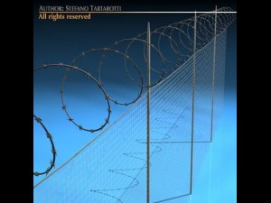 fence with barbed wire 3D Model