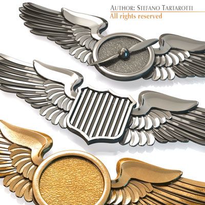 wings badges Modèle 3D .c4d .max .obj .3ds .fbx .stl .blend 