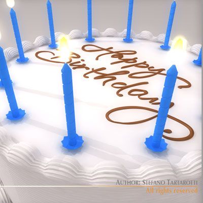 birthday cake 3D Model .c4d .max .obj .3ds .fbx .stl .blend 