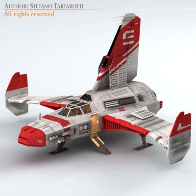 spaceship 4 Model 3D .c4d .max .obj .3ds .fbx .stl .blend 