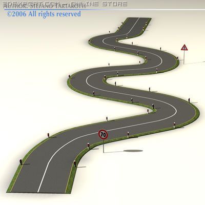 road with curves 3D Model .c4d .max .obj .3ds .fbx .stl .blend 