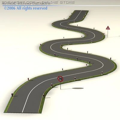 road with curves 3D Model .c4d .max .obj .3ds .fbx .stl .blend 