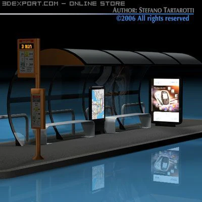 bus stop1 3D Model .c4d .max .obj .3ds .fbx .stl .blend 