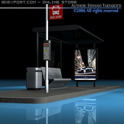 bus stop2 Modello 3D .c4d .max .obj .3ds .fbx .stl .blend