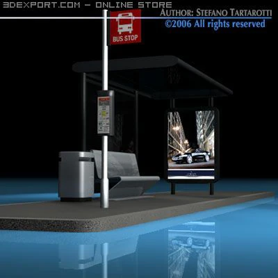bus stop2 3D Model .c4d .max .obj .3ds .fbx .stl .blend 