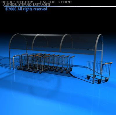 shopping carts with cover 3D Model .c4d .max .obj .3ds .fbx .stl .blend