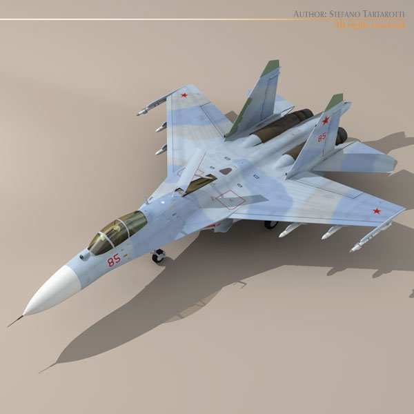 Sukhoi Su-27 Flanker Russisches Kampfflugzeug 3D-Modell