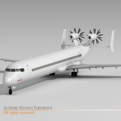 jet with tail open rotor turbines 3D Model .c4d .max .obj .3ds .fbx .stl .blend 