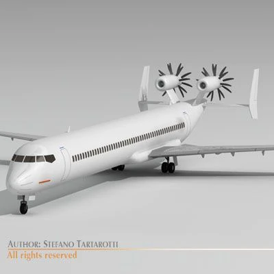 jet with tail open rotor turbines 3D Model .c4d .max .obj .3ds .fbx .stl .blend 