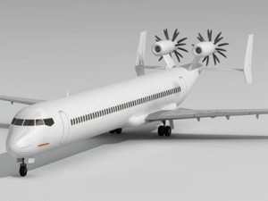 jet with tail open rotor turbines 3D Model