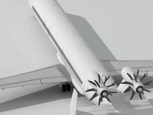 jet with tail open rotor turbines 3D Model