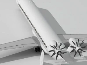 jet with tail open rotor turbines 3D Model