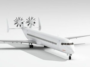 jet with tail open rotor turbines 3D Model