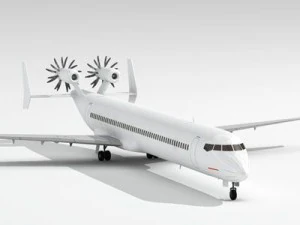 jet with tail open rotor turbines 3D Model