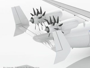 jet with tail open rotor turbines 3D Model