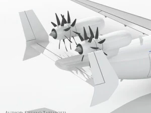 jet with tail open rotor turbines 3D Model
