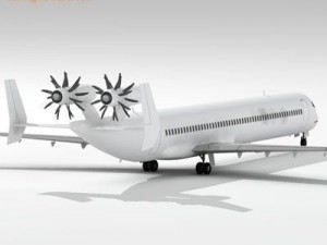 jet with tail open rotor turbines 3D Model