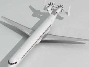 jet with tail open rotor turbines 3D Model