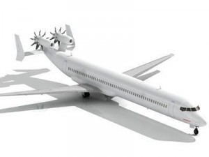 jet with tail open rotor turbines 3D Model