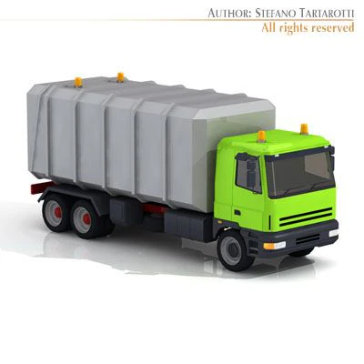 garbage truck 3D Model .c4d .max .obj .3ds .fbx .stl .blend 