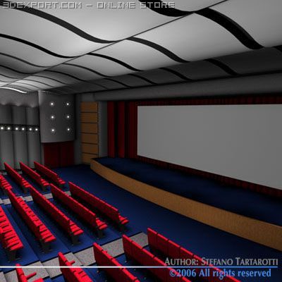 movie theatre 3D Модель .c4d .max .obj .3ds .fbx .stl .blend 
