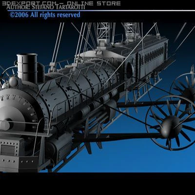 j verne flying train 3D Model .c4d .max .obj .3ds .fbx .stl .blend