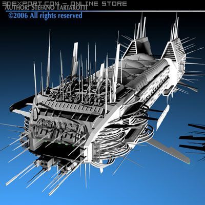porcupine spaceship 3D Model .c4d .max .obj .3ds .fbx .stl .blend 