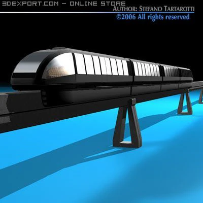 monorail train 3D Model .c4d .max .obj .3ds .fbx .stl .blend 