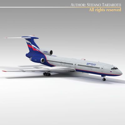 tu154 aeroflot 3D मॉडल .c4d .max .obj .3ds .fbx .stl .blend 