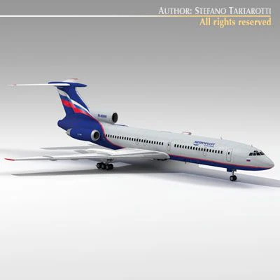 tu154 aeroflot 3D Model .c4d .max .obj .3ds .fbx .stl .blend 