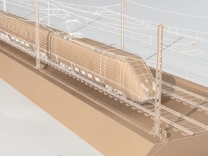 high speed train etr500 frecciarossa and main line 3D Model