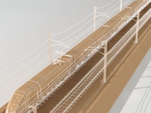high speed train etr500 frecciarossa and main line 3D Model