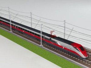 high speed train etr500 frecciarossa and main line 3D Model