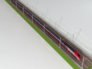 high speed train etr500 frecciarossa and main line 3D Model