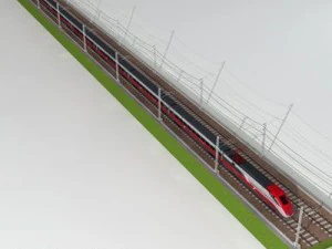 high speed train etr500 frecciarossa and main line 3D Model