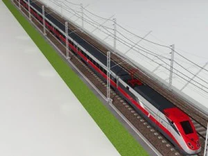 high speed train etr500 frecciarossa and main line 3D Model