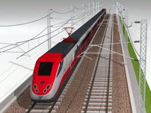 high speed train etr500 frecciarossa and main line 3D Model