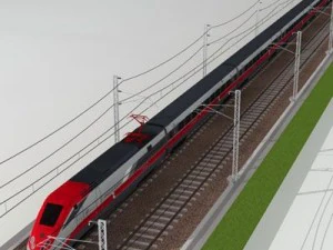 high speed train etr500 frecciarossa and main line 3D Model