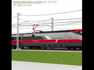 high speed train etr500 frecciarossa and main line 3D Model